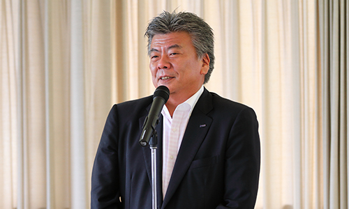 Wataru Hasegawa, President of KCG Group, expresses his enthusiasm for various projects at Cyber Kyoto Laboratory